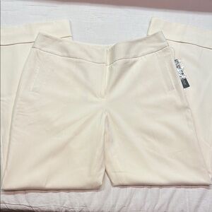 Rafaella NWT 2-Way Stretch Fully Lined Wide Leg Cuffed Pants Medium Winter White
